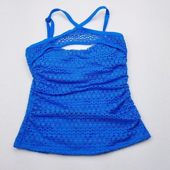 Island Escape Swim Island Escape High Neck Crochet Tankini Top Nwt